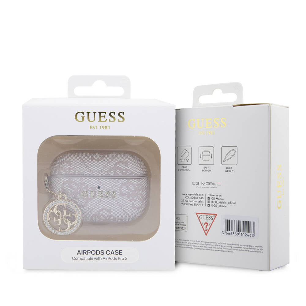 Guess Airpods Pro 2 Orjinal Lisanslı 4G Desenli Taşlı 4G Süs Zincirli Kılıf Guess Airpods Pro 2 Orjinal Lisanslı 4G Desenli Taşlı 4G Süs Zincirli Kılıf